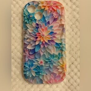 ***3/$15****. iPhone 15 Vibrant Floral Phone Case - Blue and Pink